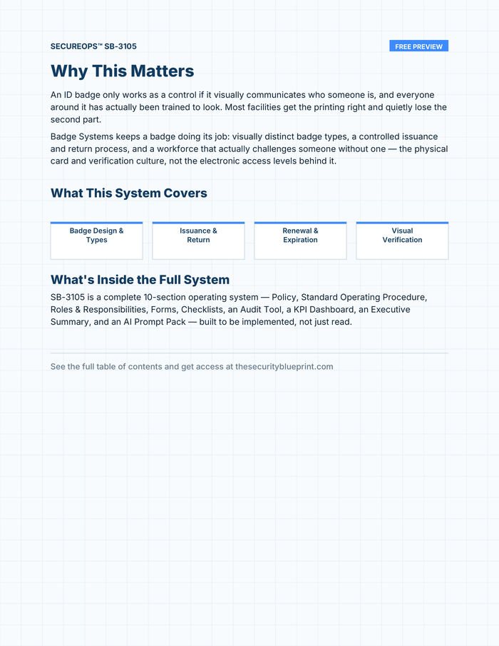 Badge Systems preview PDF — Overview section