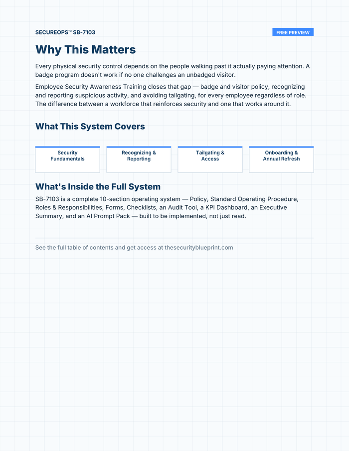 Employee Security Awareness Training preview PDF — Overview section