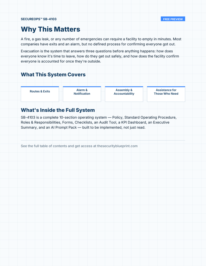 Evacuation preview PDF — Overview section
