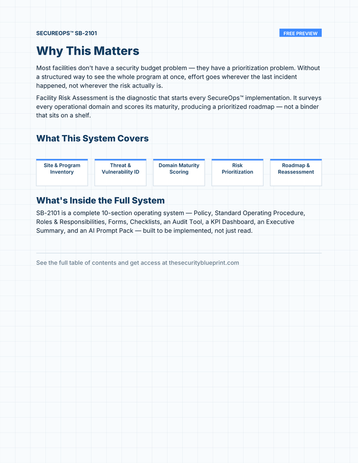 Facility Risk Assessment preview PDF — Overview section