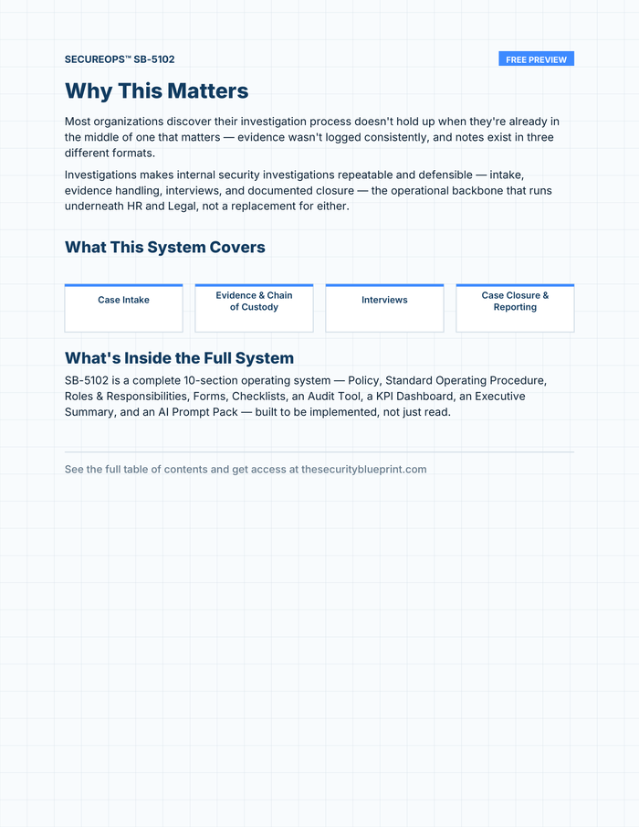Investigations preview PDF — Overview section