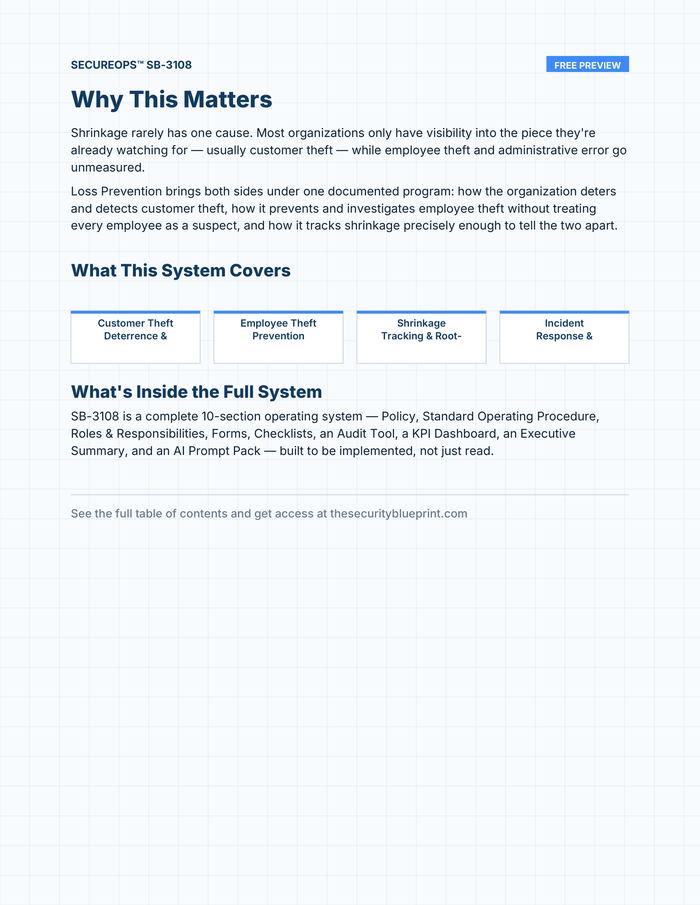Loss Prevention preview PDF — Overview section