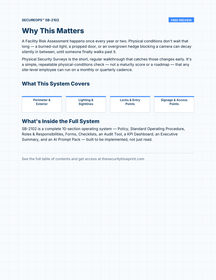 Physical Security Surveys preview PDF — Overview section