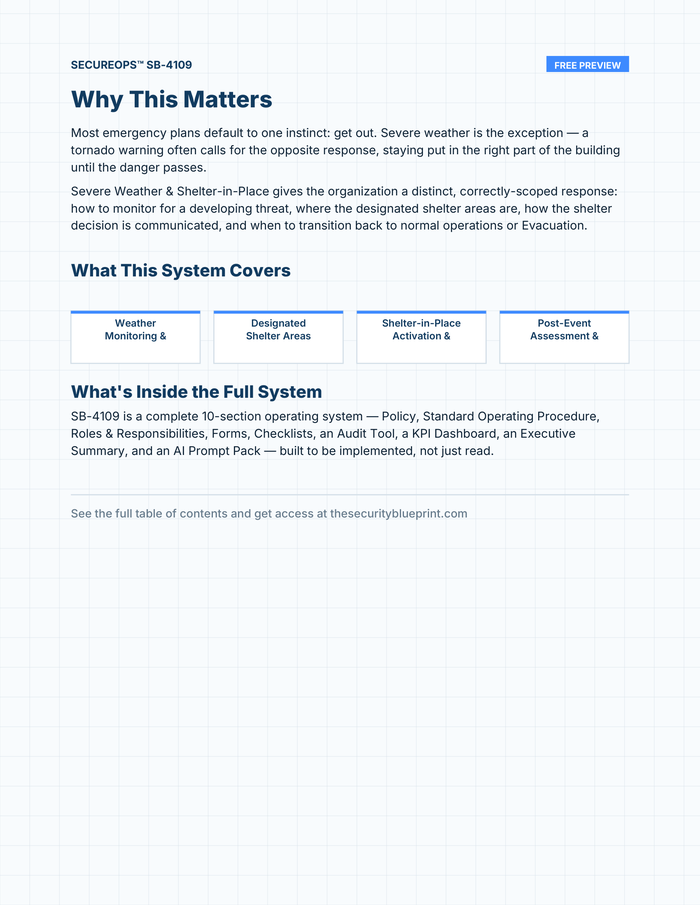 Severe Weather & Shelter-in-Place preview PDF — Overview section
