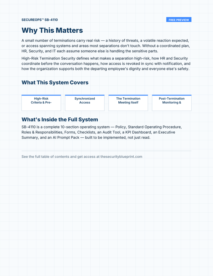 High-Risk Termination Security preview PDF — Overview section