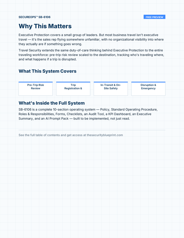 Travel Security preview PDF — Overview section