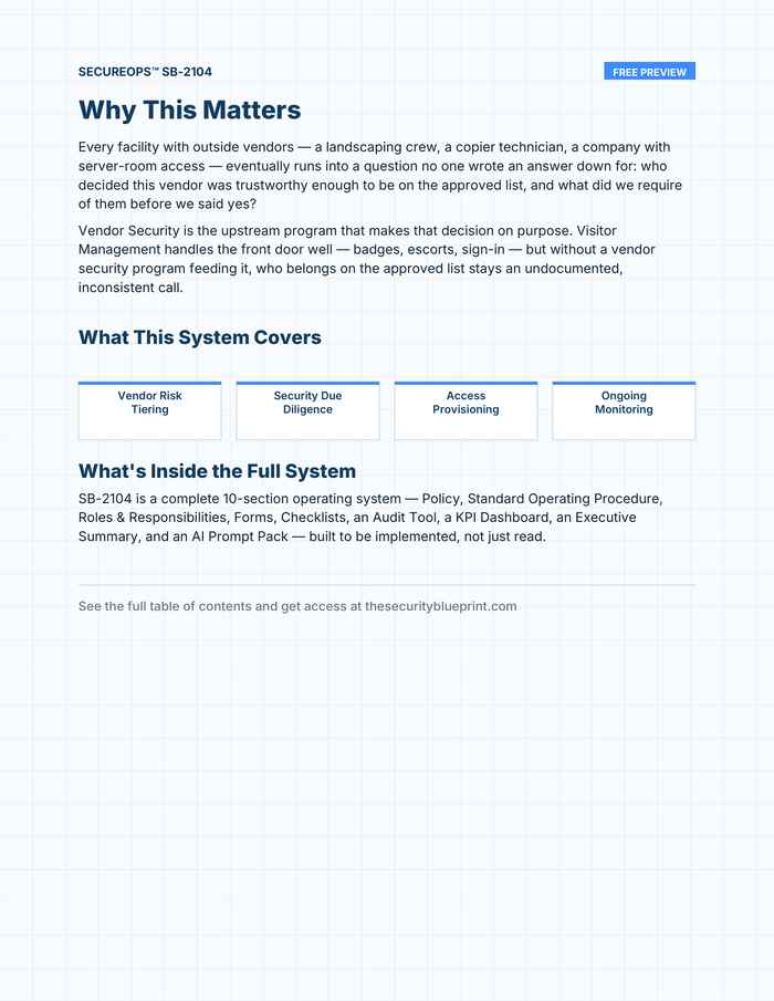 Vendor Security preview PDF — Overview section