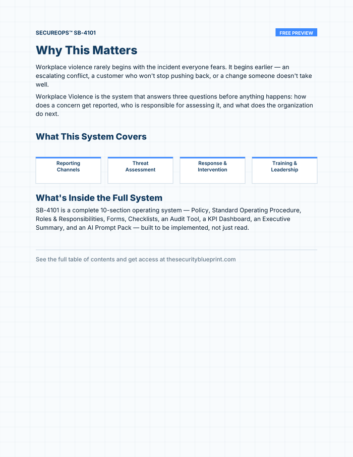 Workplace Violence preview PDF — Overview section